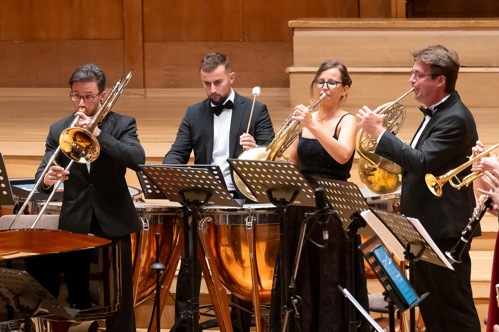 Jorge Felipe Nieto, Boris Yordanov, Gabriela Tomova and Mihail Mihaylov — trombone, timpani and horns