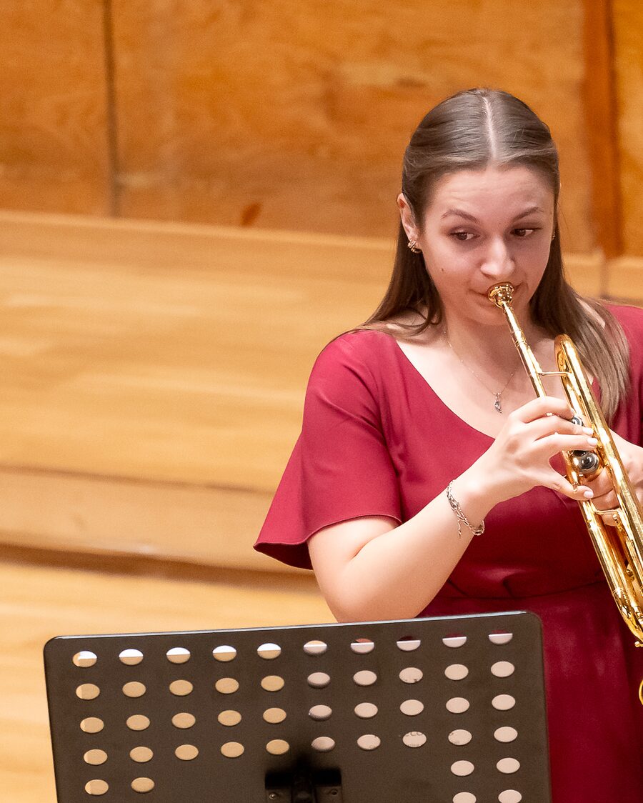 Margarita Bozukova, trumpet, performing at Homecoming in Bulgaria Hall
